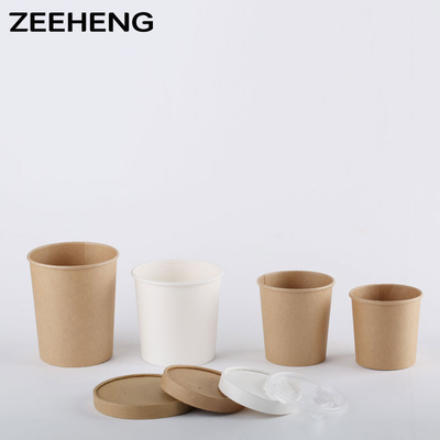 16oz Single Wall Soup Cup gemaakt van 320gm Sun Paper met 40gm PE coating met deksels