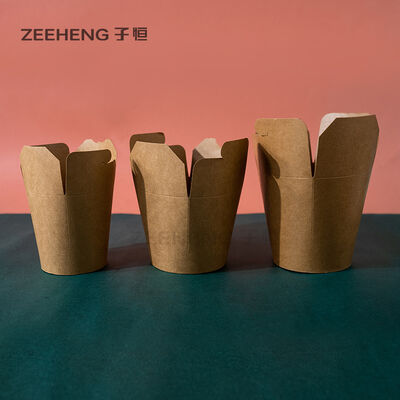 Herbruikbare Eco Friendly Kraft Box Bruine Witte Noodle Bowls 16oz/26oz/32oz